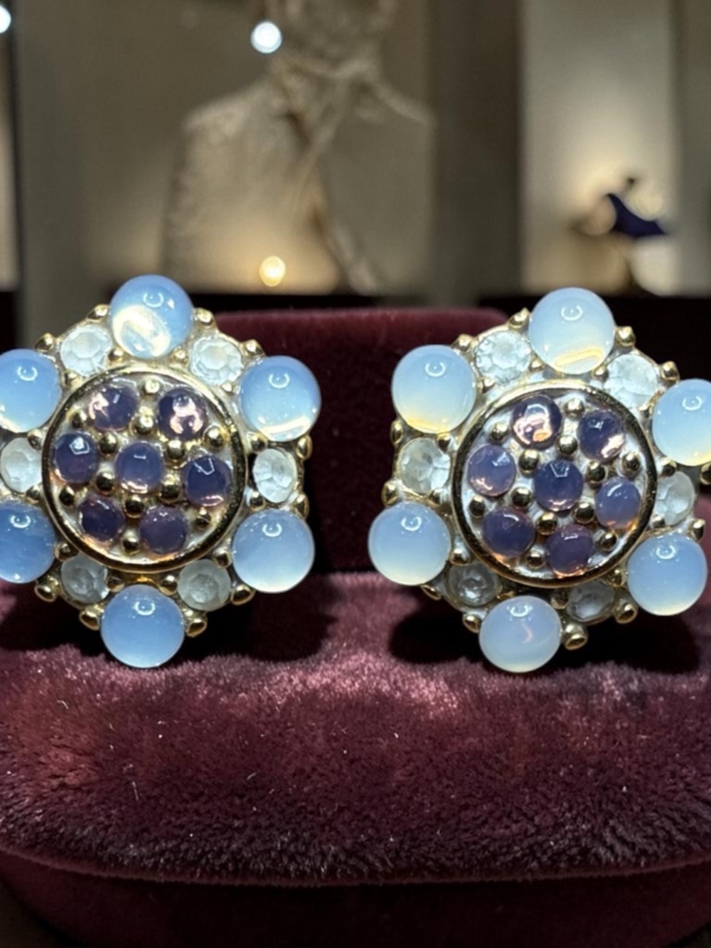 Goldtone Cluster Stud Earrings - Pierced ¾” diameter
